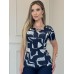  034295 - Blusa Ramany Estampada Geométrico Azul